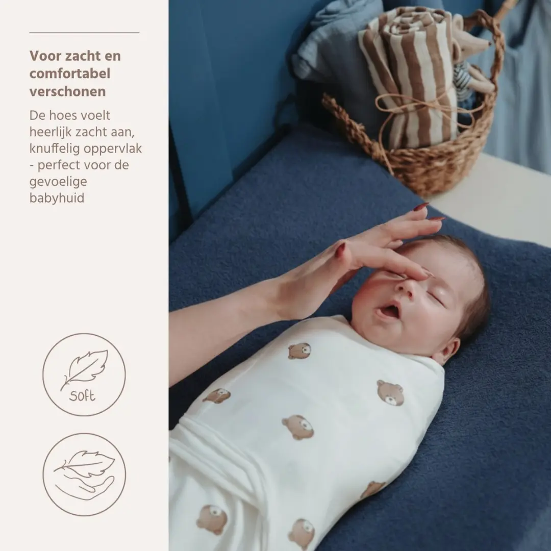Meyco Baby Uni Aankleedkussenhoes 50x70cm - 2-pack Indigo - afbeelding 4 van 5