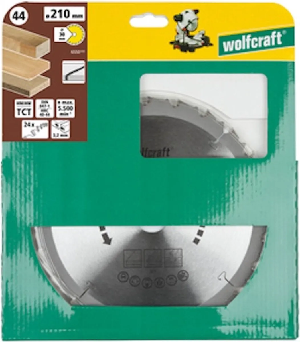 Wolfcraft Kap- en Verstekzaagblad HM 6550000 - 210mm 24 Tanden