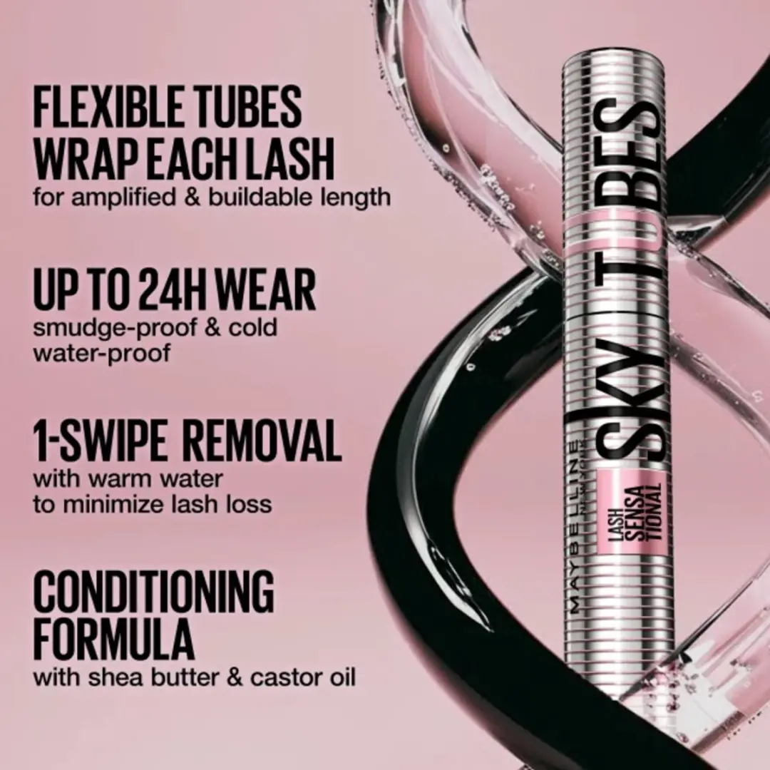 Maybelline Lash Sensational Sky Tubes Mascara Black - 3x7,2ml - afbeelding 3 van 6