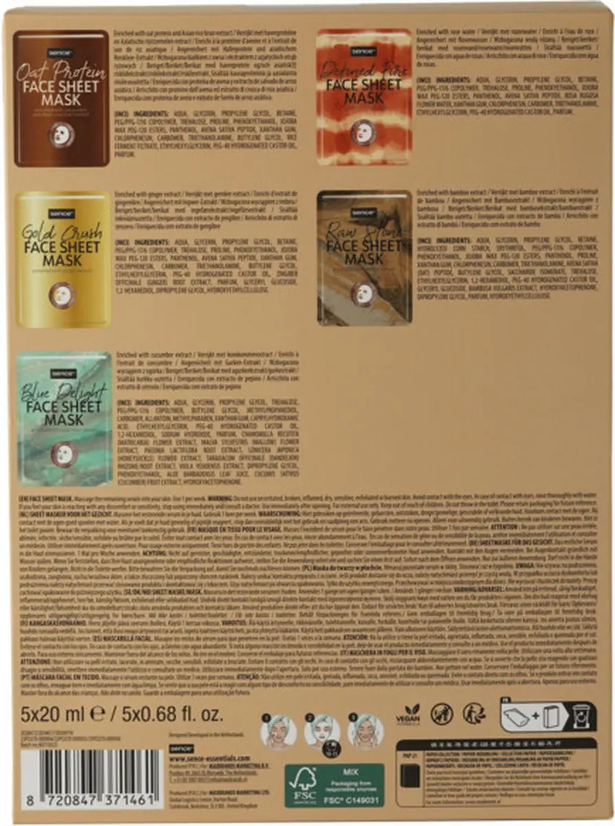 Sence Collection Sheet Gezichtsmaskers Lost in the Desert - 5 Stuks - afbeelding 4 van 5