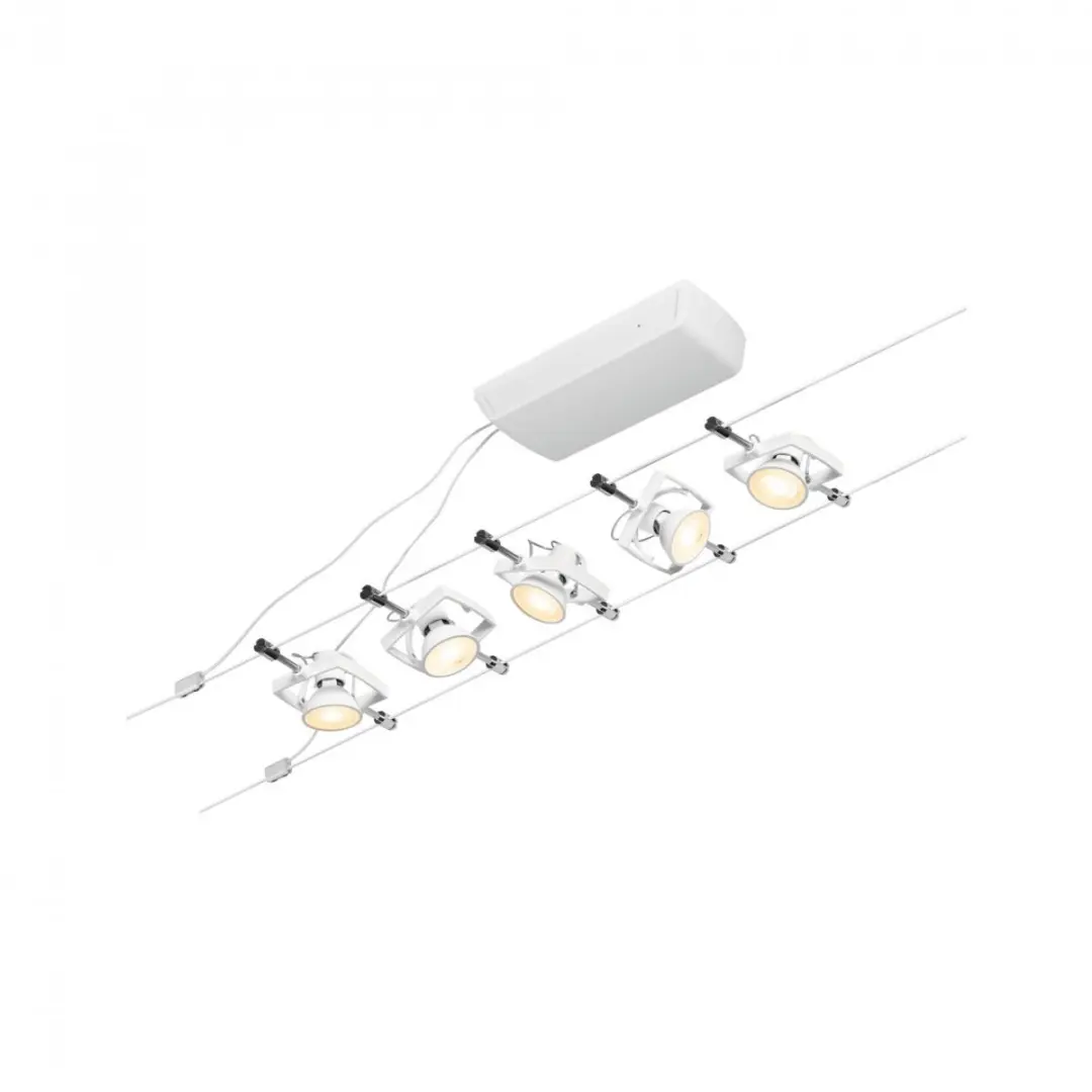 Paulmann Wire Mac II Kabelsysteem 5-lamps 5m - Wit/Chroom - afbeelding 3 van 6