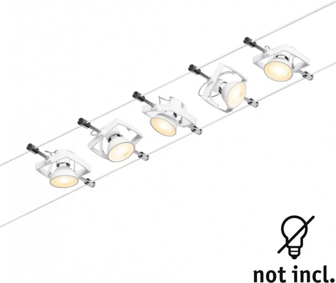 Paulmann Wire Mac II Kabelsysteem 5-lamps 5m - Wit/Chroom - afbeelding 5 van 6