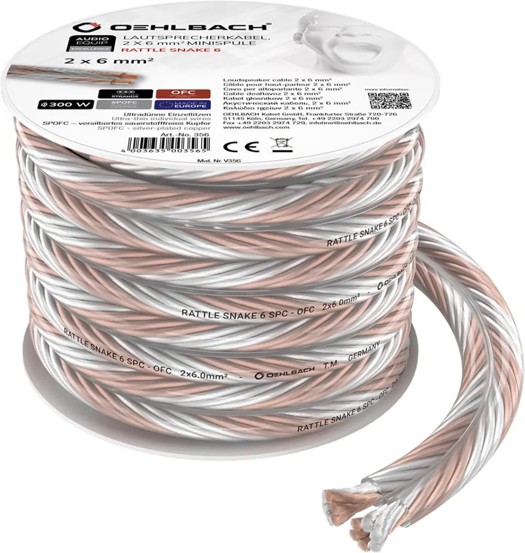 Oehlbach D1C355 Luidsprekerkabel 2x6mm² - 4m Transparant - afbeelding 2 van 6