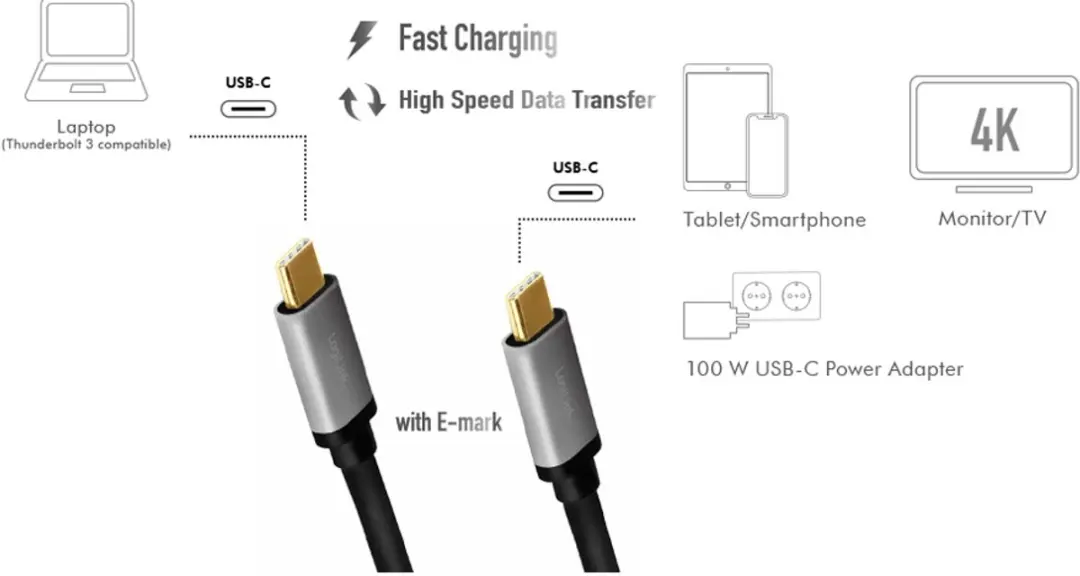 LogiLink CUA0106 USB-C Kabel 100W 1,5m - Zwart - afbeelding 6 van 6