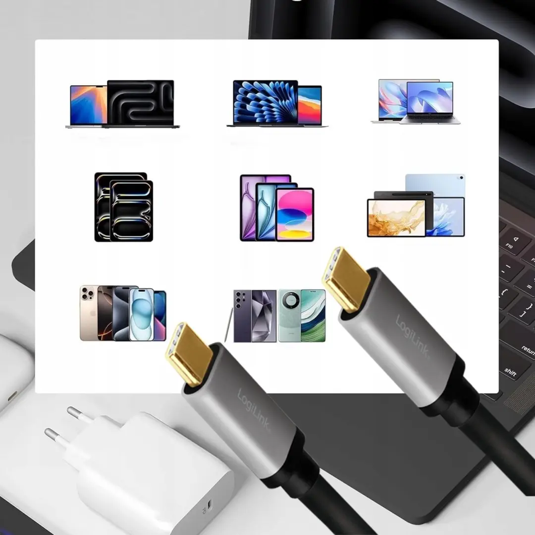 LogiLink CUA0106 USB-C Kabel 100W 1,5m - Zwart - afbeelding 4 van 6