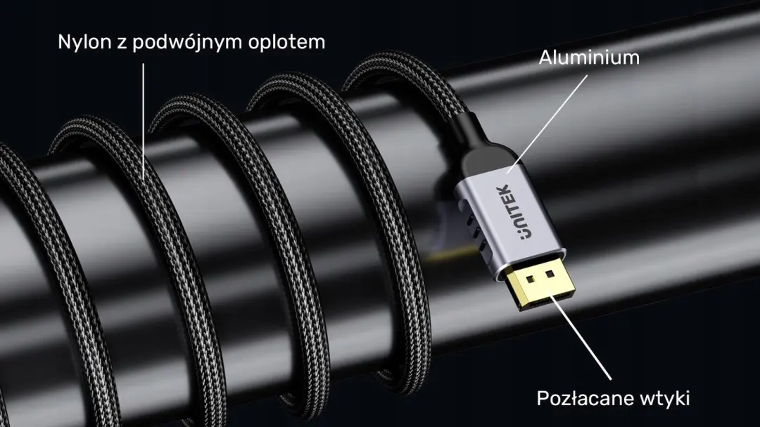 Unitek DisplayPort 2.1 C1626GY01-1M Kabel 8K@120Hz - 1m - afbeelding 5 van 6