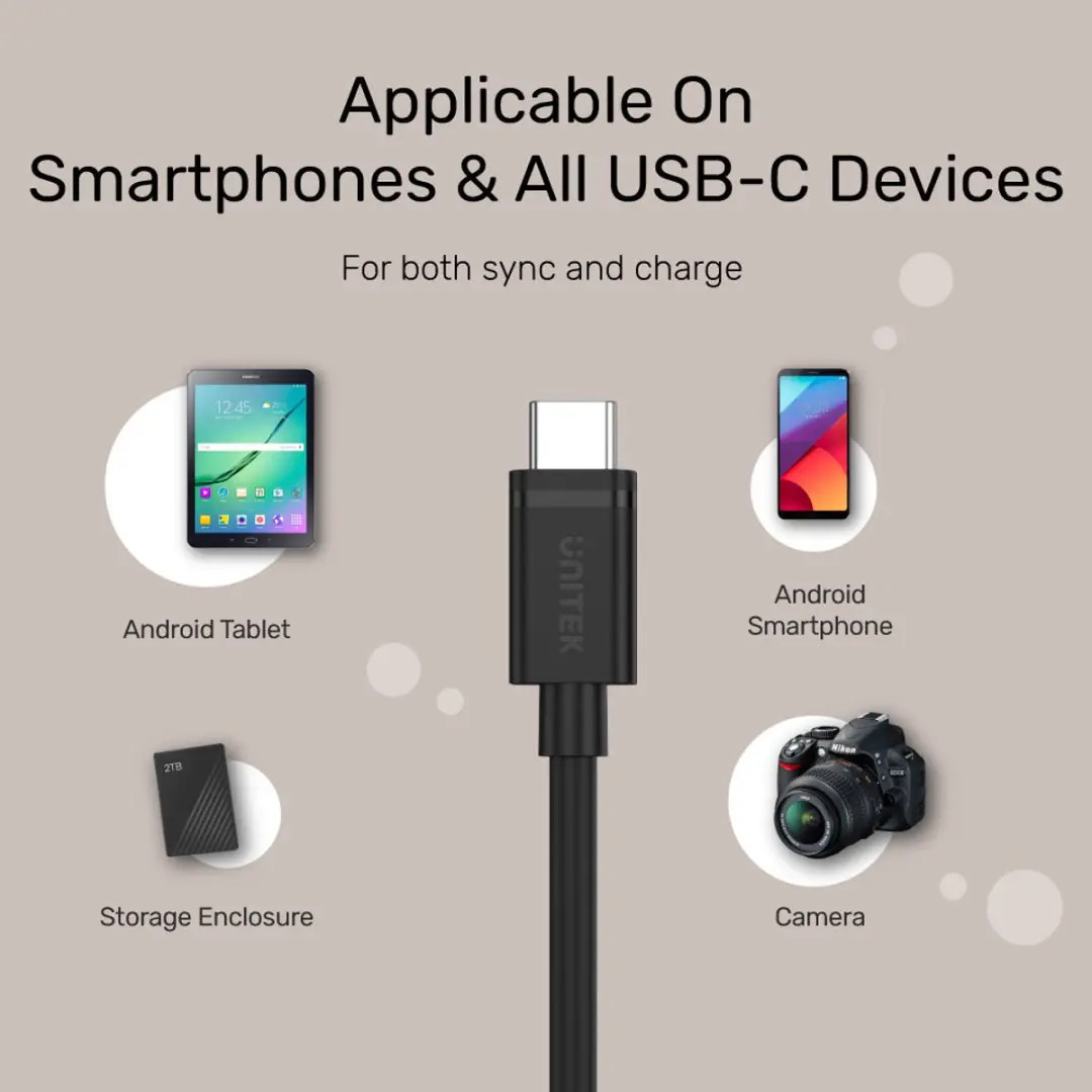 Unitek USB-C naar USB-C Kabel Y-C477BK01-2M 2m - Zwart - afbeelding 2 van 6