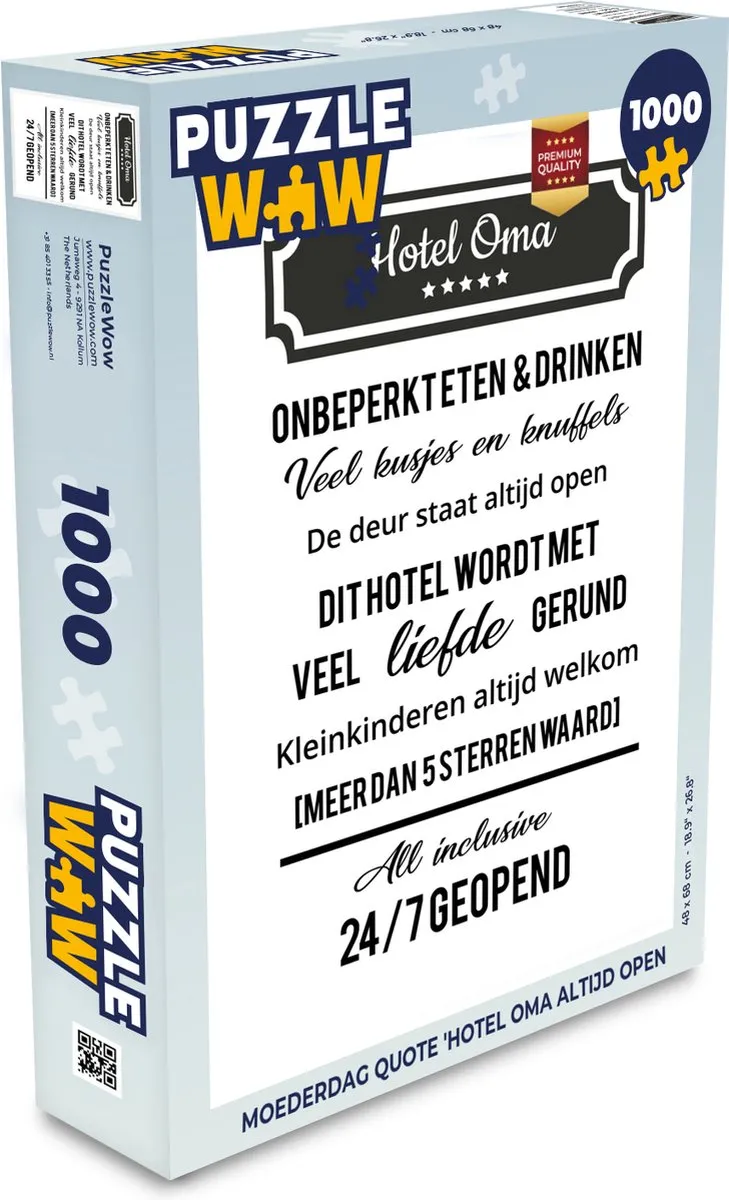 PuzzleWow Hotel Oma Legpuzzel 1000 Stuks