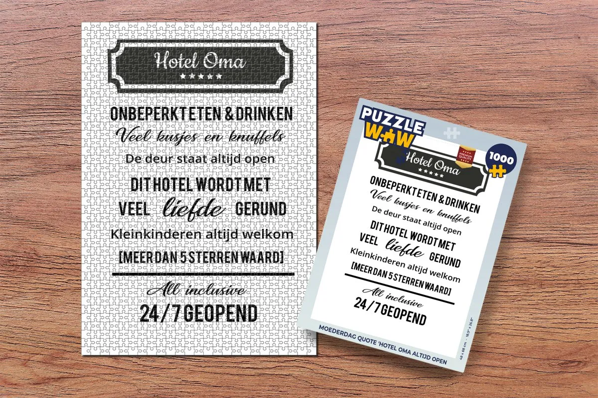 PuzzleWow Hotel Oma Legpuzzel 1000 Stuks - Multicolor