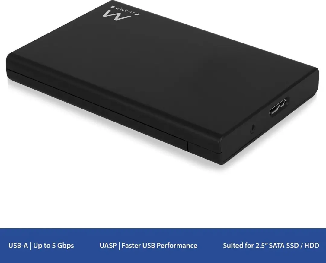 Ewent EW7044 2.5" Harde Schijf Behuizing - USB 3.1 - Zwart - afbeelding 6 van 6