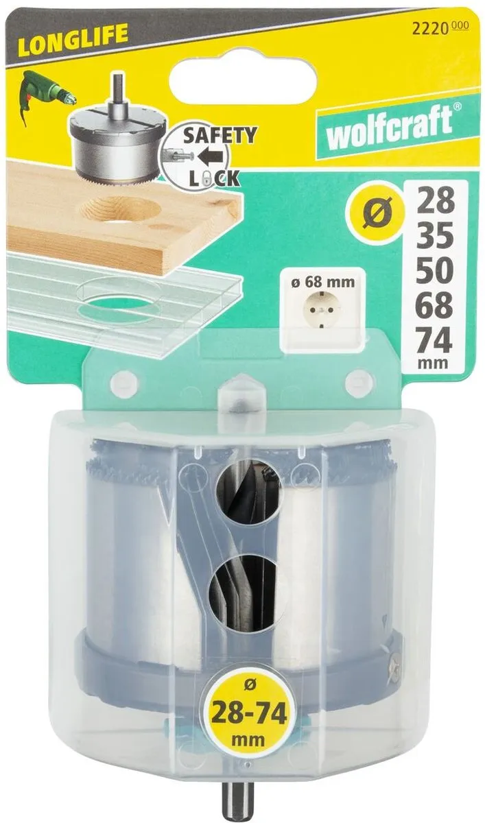 Wolfcraft Gatenzaagset Professional 2220000 - Ø28-74mm - Metaal - 5-delig