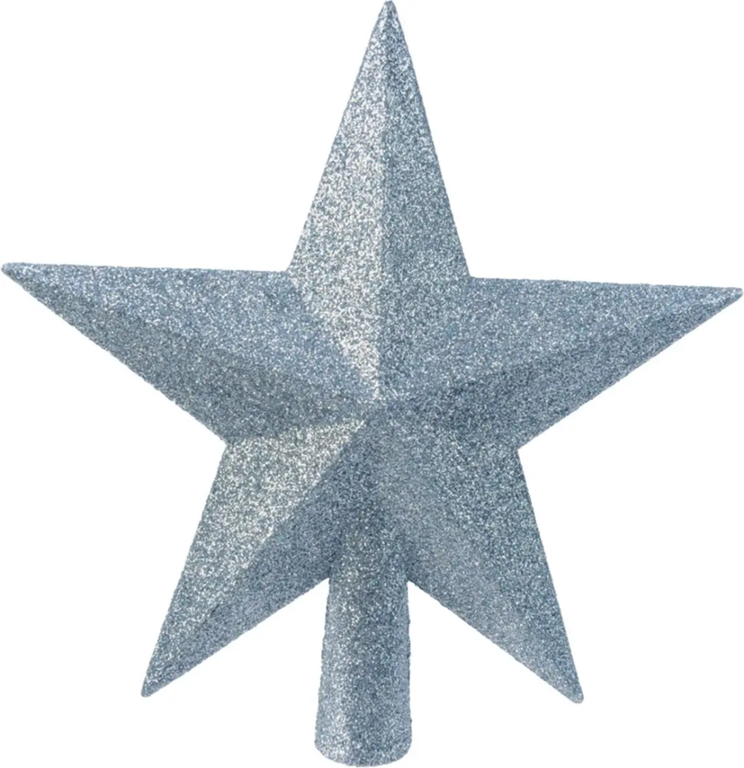Glitter kerstboom ster piek/topper van kunststof 19 cm
