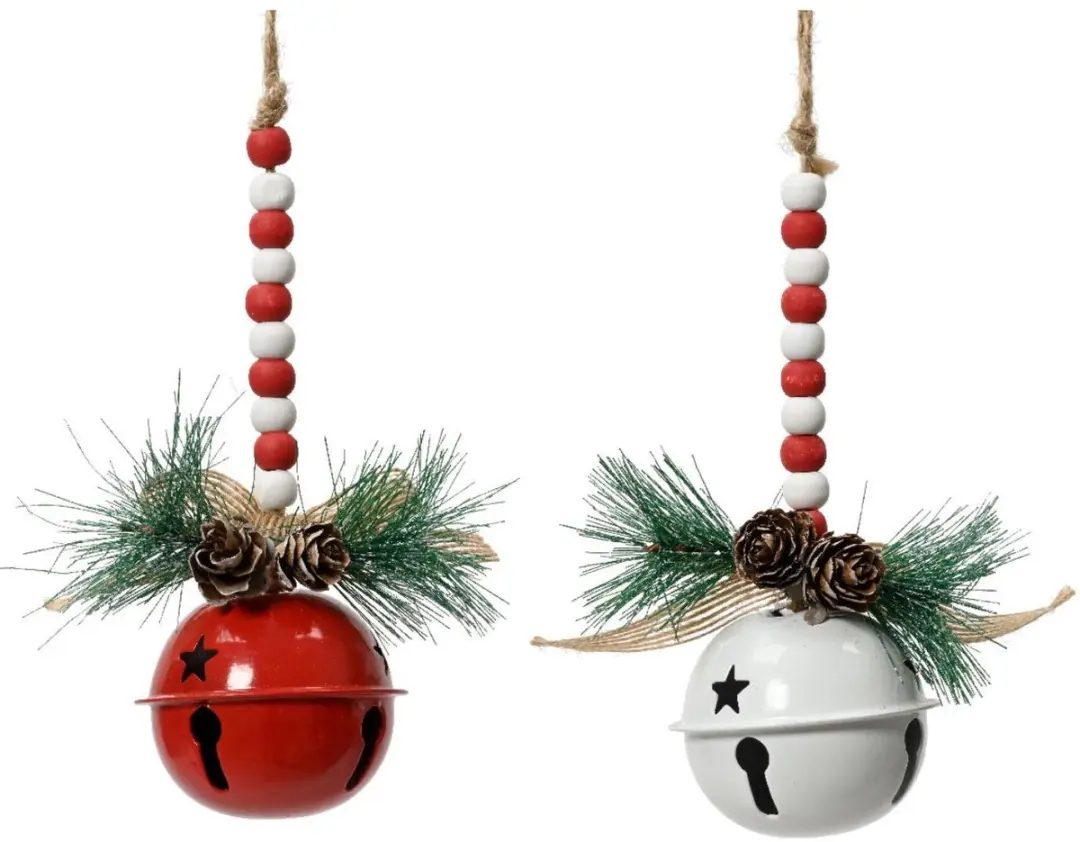 Decoris kersthanger klok ijzer klassiek kerstdecoratie Ø6,5xH15cm.