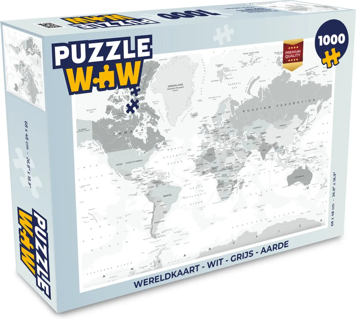 PuzzleWow Wereldkaart Legpuzzel 1000 Stuks