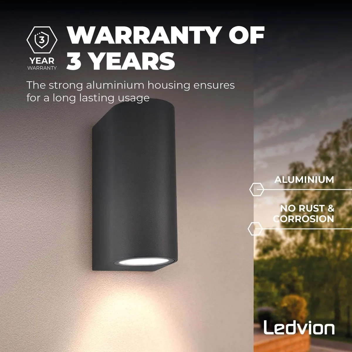 LEDVION Wandlamp 2x GU10 5W 2700K Antraciet - IP54