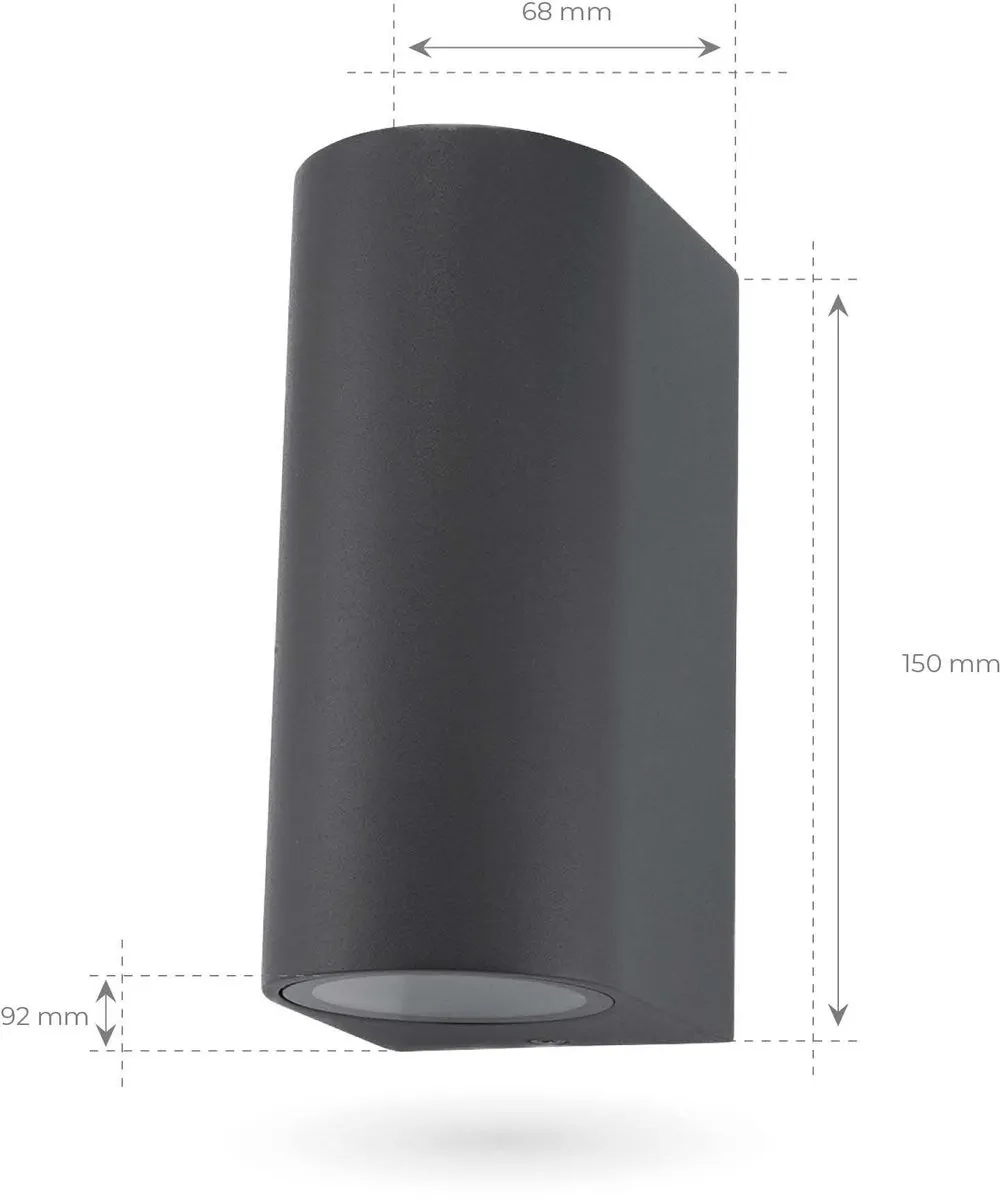 LEDVION Wandlamp 2x GU10 5W 2700K Antraciet - IP54