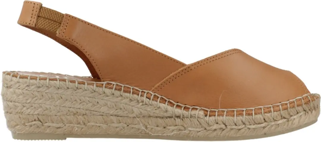 Dames leren espadrille met open neus en sleehak