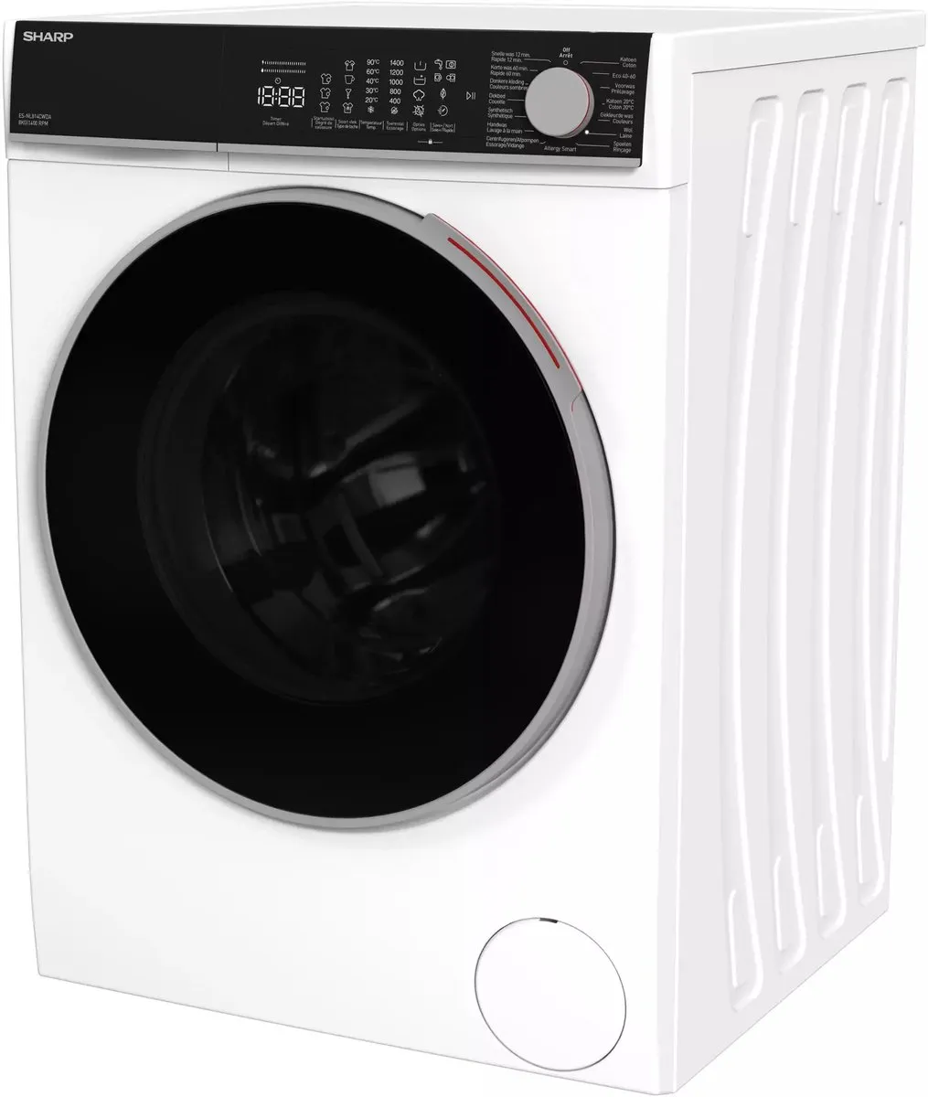 Sharp ESNL814CWDABE Wasmachine 8kg 1400rpm - 15 Programma's - Wit
