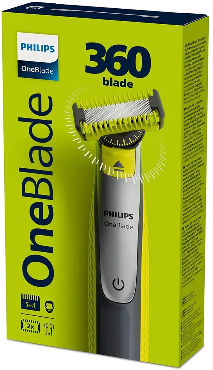Philips OneBlade 360 QP2834/23 Scheerapparaat - 5 Opzetstukken - Zwart/Grijs