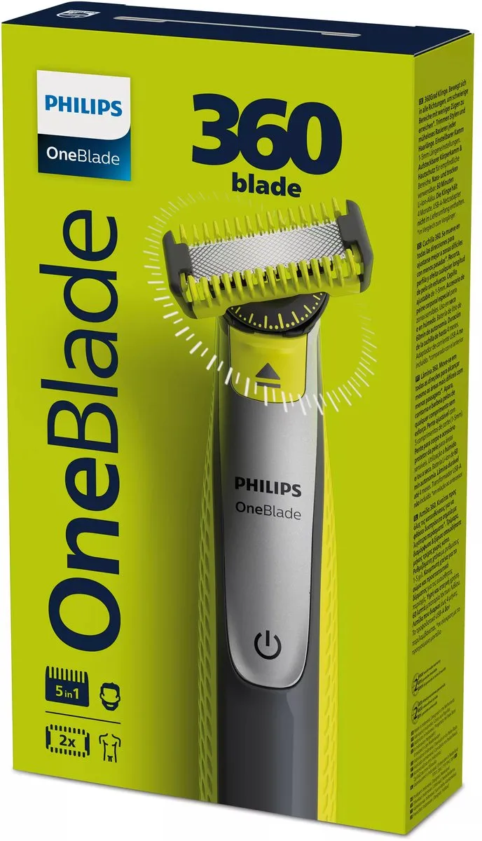 Philips OneBlade 360 QP2834/23 Scheerapparaat - 5 Opzetstukken - Zwart/Grijs