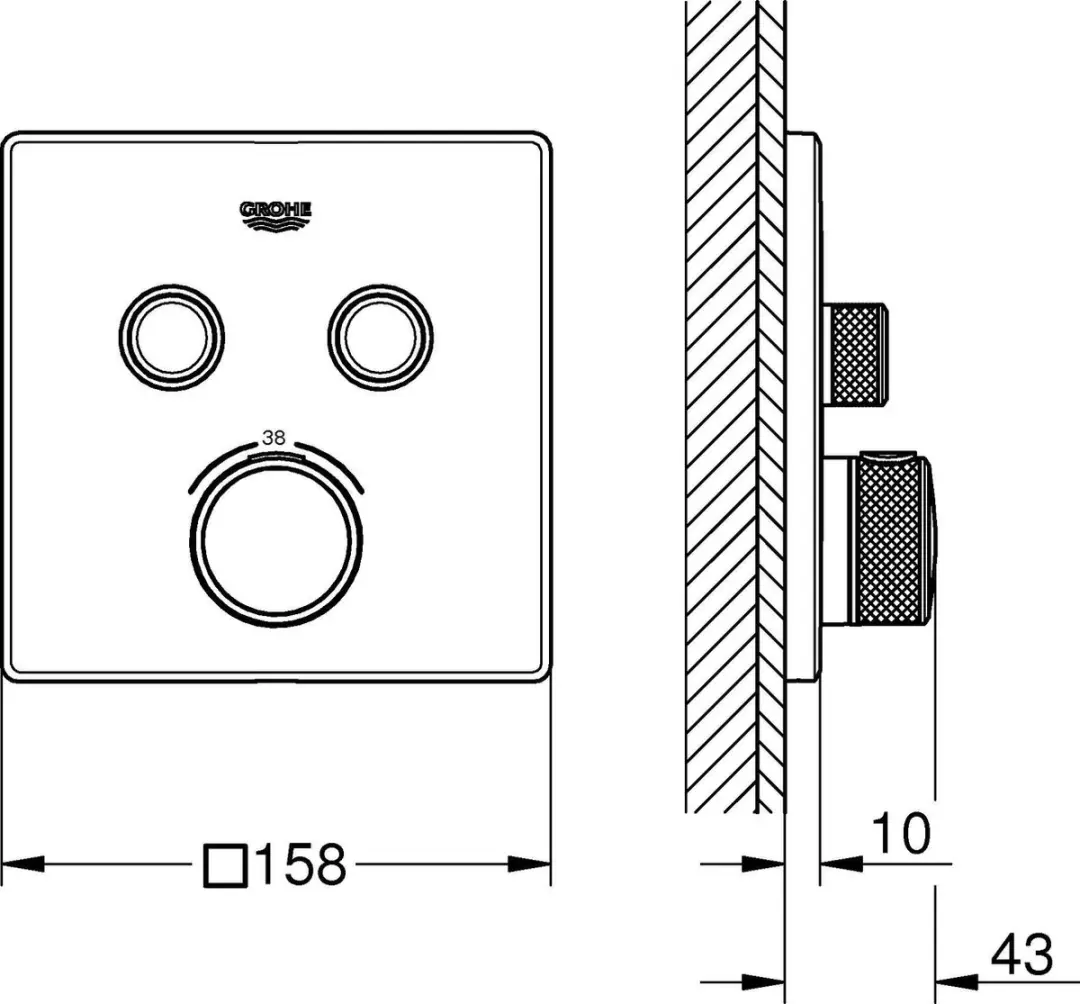 GROHE Grohtherm SmartControl Douchethermostaat - Opbouwdeel Supersteel - afbeelding 2 van 2