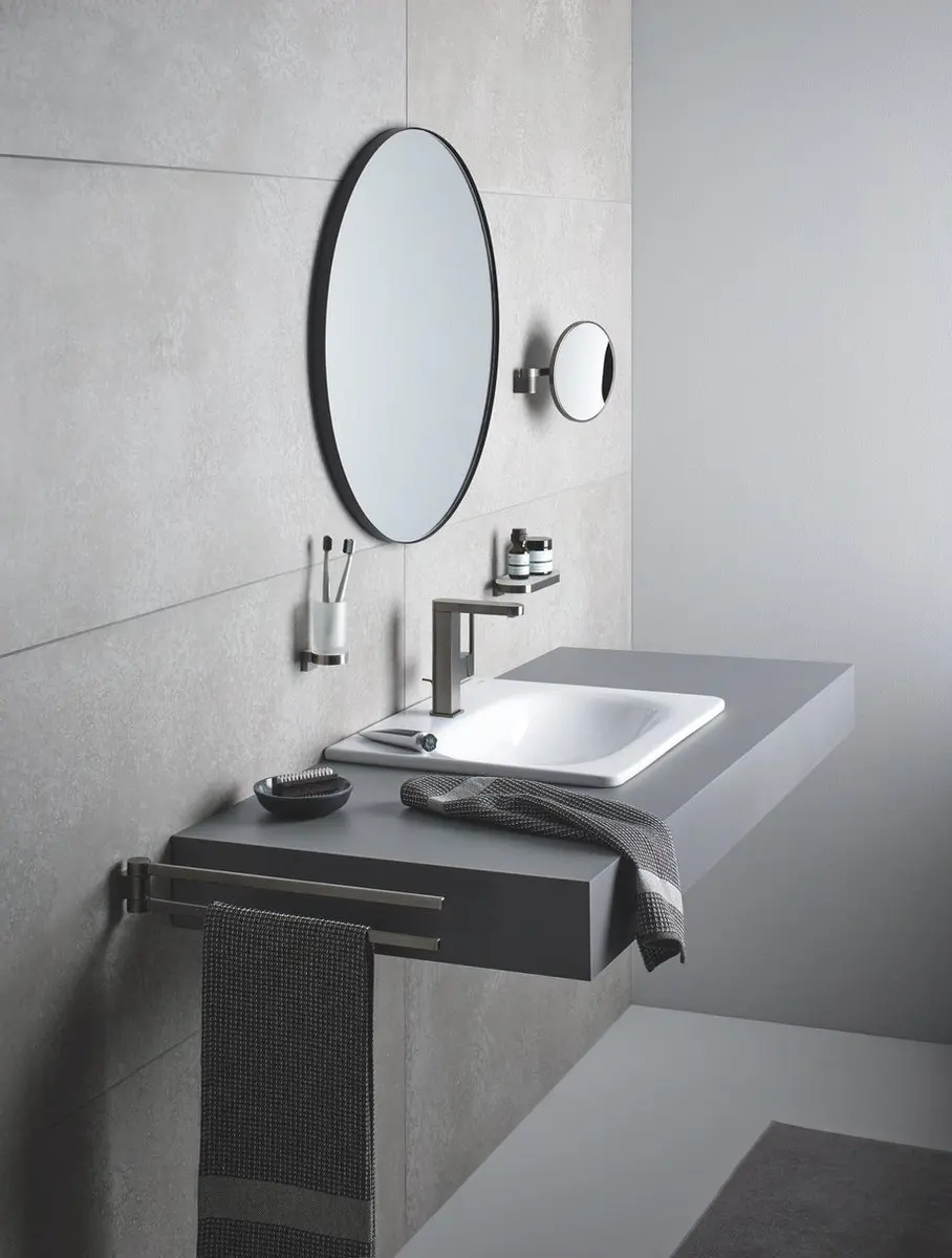 GROHE Plus Waterbesparende Wastafelkraan - maat m - incl. trekwaste - hard graphite geborsteld - 23871AL3