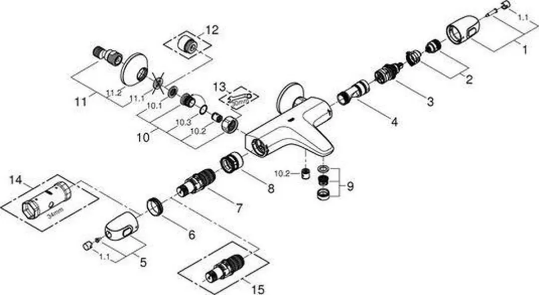 GROHE Grohtherm 1000 Badmengkraan 15cm - Chroom - afbeelding 4 van 5