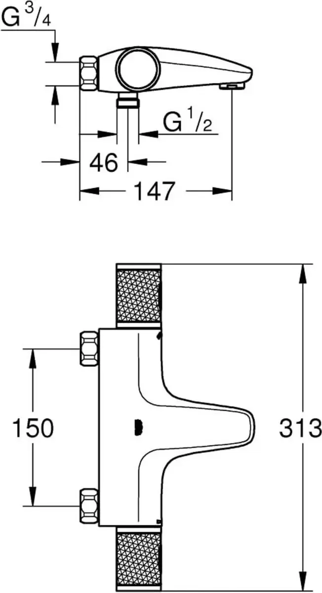 GROHE Grohtherm 1000 Performance Thermostaat Badkraan - Chroom - afbeelding 4 van 4