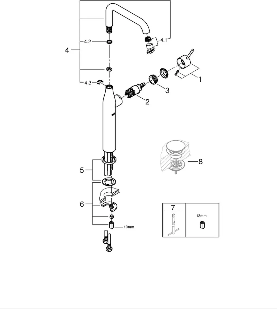 Grohe Essence New Wastafelmengkraan XL-Size 24170GN1 - afbeelding 4 van 5