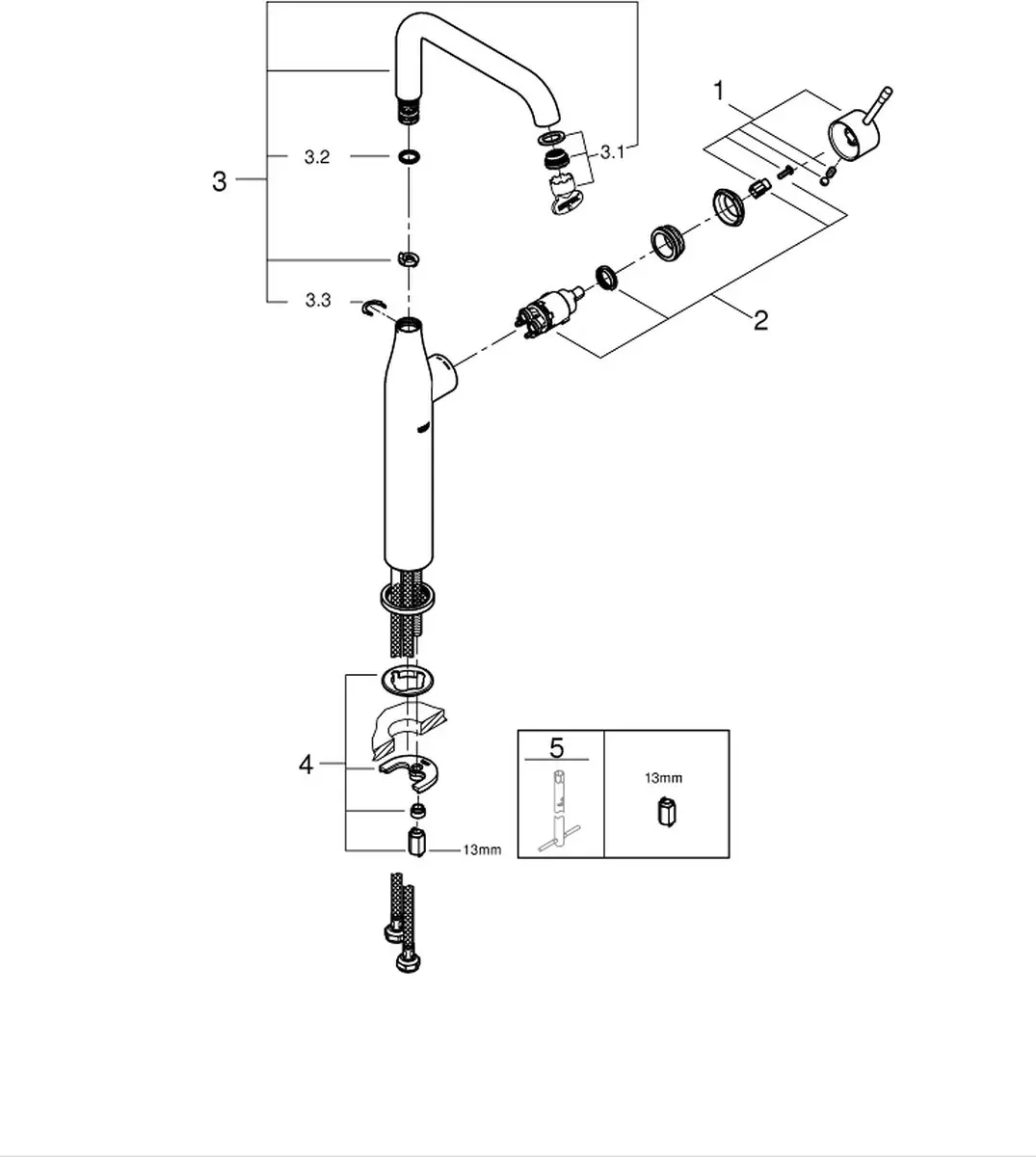 Grohe Essence New Wastafelmengkraan XL-Size 24170GN1 - afbeelding 5 van 5