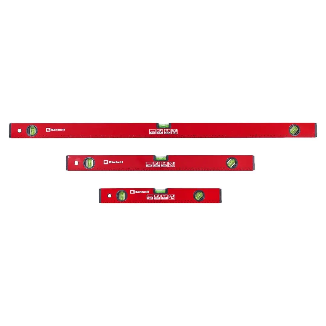 Einhell Basis waterpasset, 3-delig (40/60/100 cm, 3 libellen, geslepen meetopper
