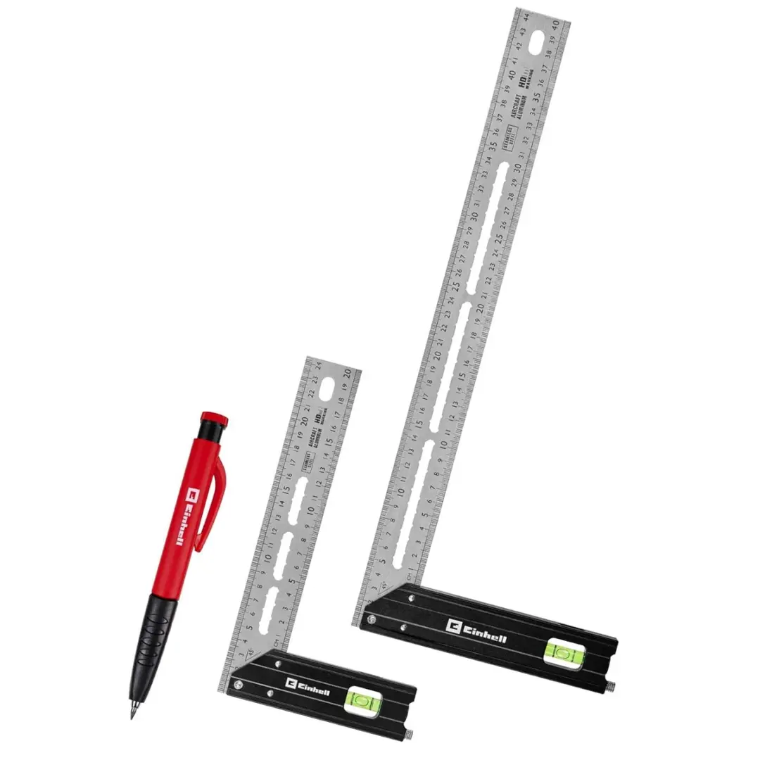Einhell winkelhaakset, 2-delig (200 / 400 mm, hoeken van 90°/45°, mm/inch-scha