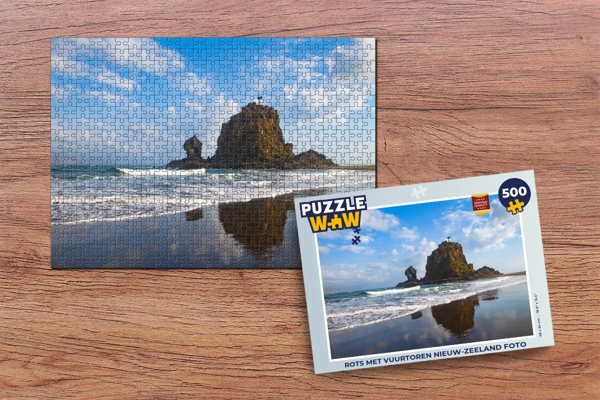 PuzzleWow Rots met vuurtoren Nieuw-Zeeland Legpuzzel 500 Stuks - Multicolor