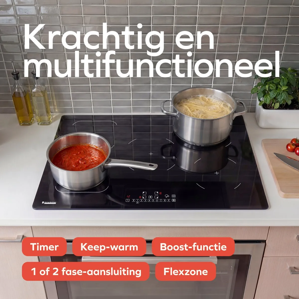 KitchenBrothers KB1004195 Inductieplaat 80cm - 4 Zones - Zwart
