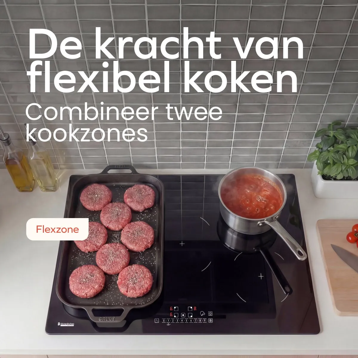 KitchenBrothers KB1004195 Inductieplaat 80cm - 4 Zones - Zwart