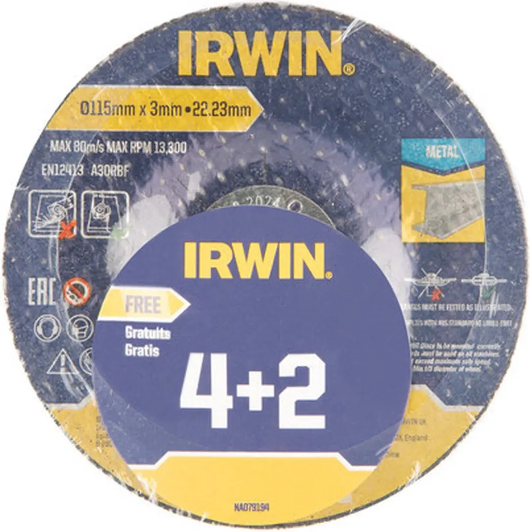 Irwin 6 Stuks Slijpschijven Metaal 115mm x 3mm