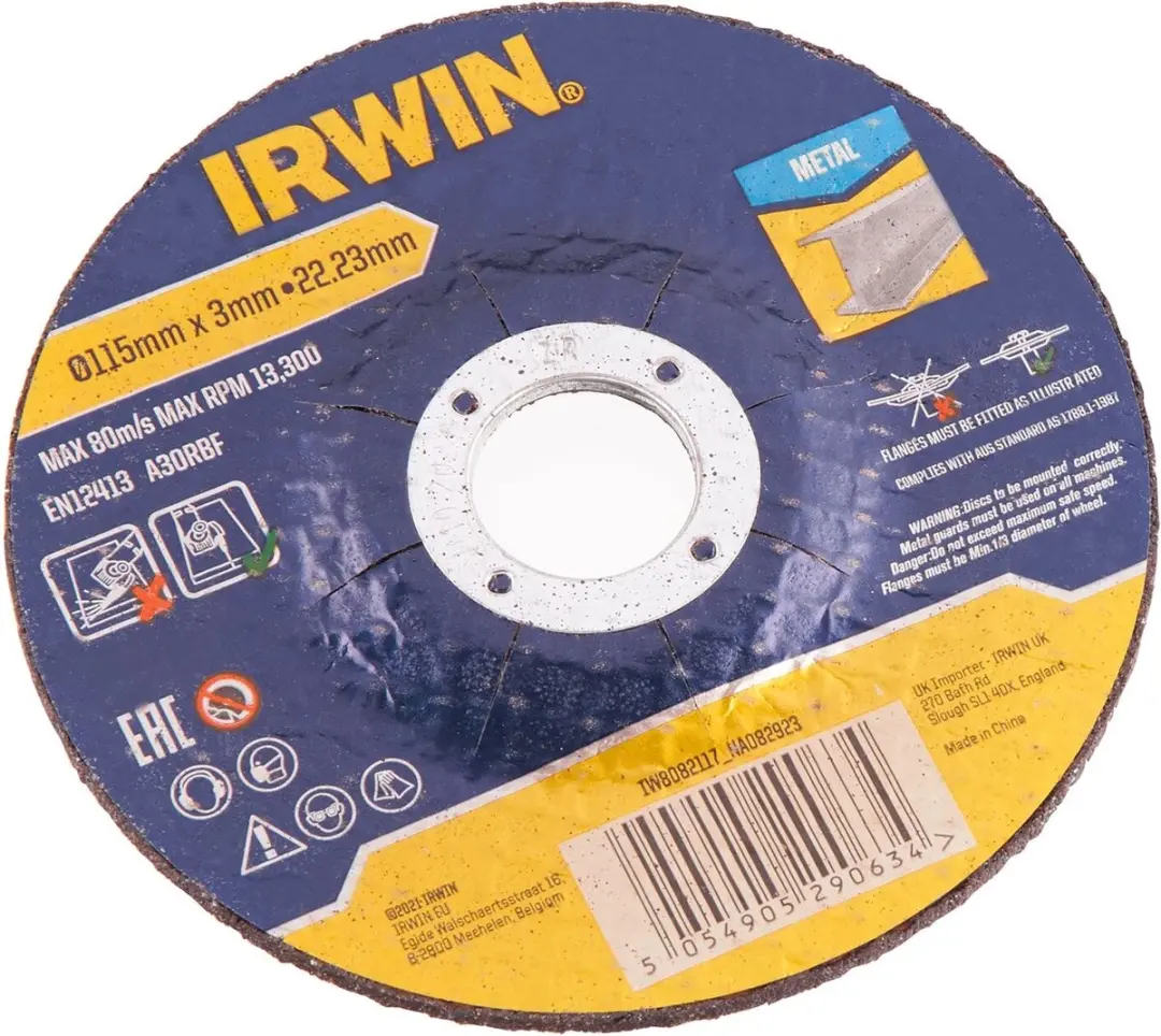Irwin 6 Stuks Slijpschijven Metaal 115mm x 3mm - afbeelding 2 van 2