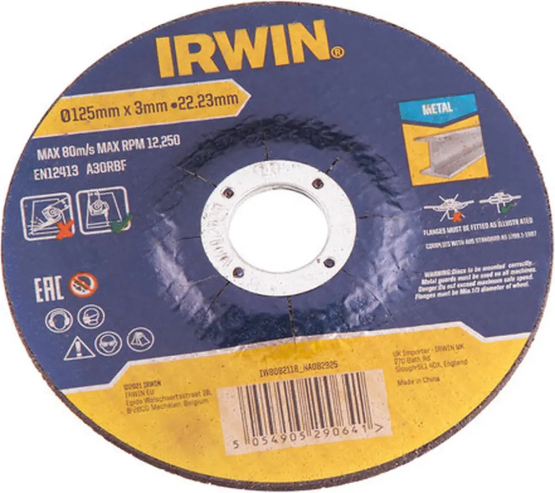 Irwin 6 Stuks Slijpschijven 125mm Metaal - afbeelding 2 van 2