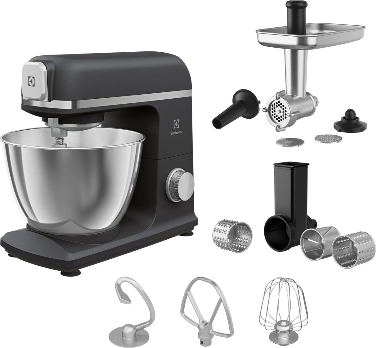 Electrolux E5KM1-6GBP Keukenmachine 1200W - 5L - 6 Snelheden - Zwart/Grijs