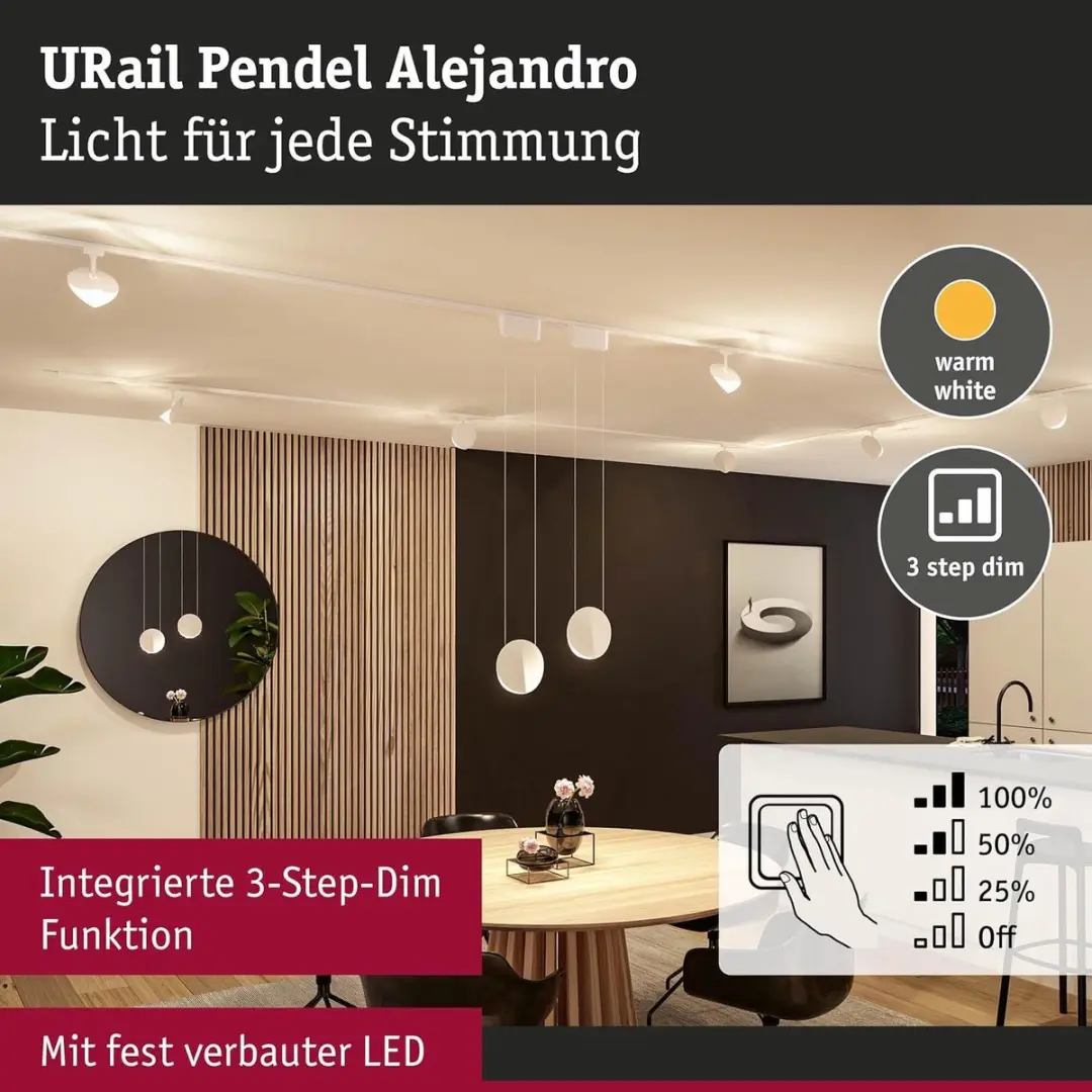 Paulmann URail Alejandro Pendellamp 3.000K - Zwart - afbeelding 3 van 6