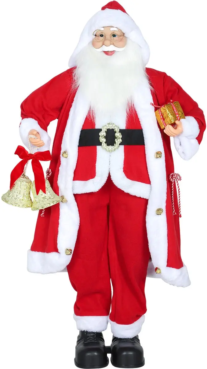 HOMCOM Santa Claus Christmas Decoration Staal, Polyester 45L x 30B x 115H cm Roo