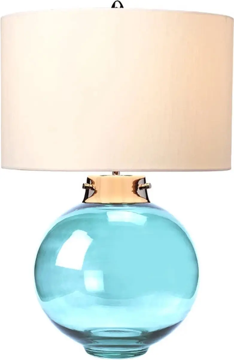 Elstead Kara LED Tafellamp - Polished Nickel - Blauw Glas - afbeelding 5 van 6