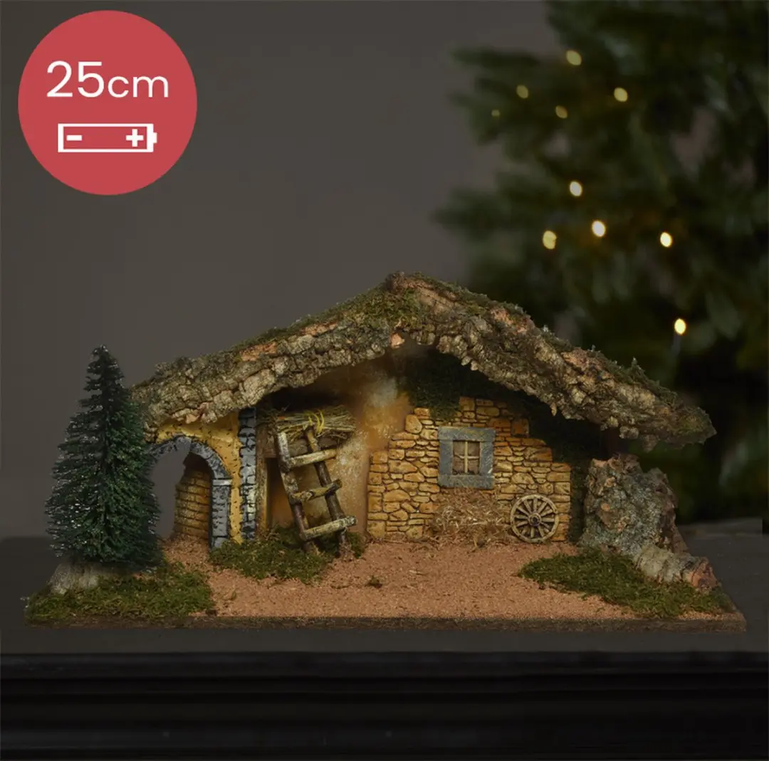 Decoris Kerststal met LED verlichting 25x23x58cm