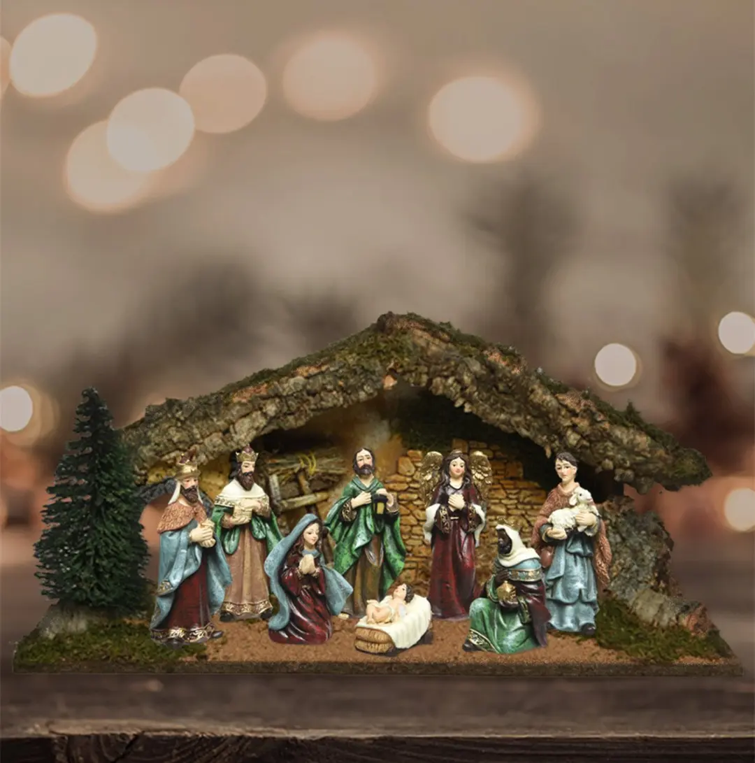 Decoris Kerststal met LED verlichting 25x23x58cm - afbeelding 4 van 4