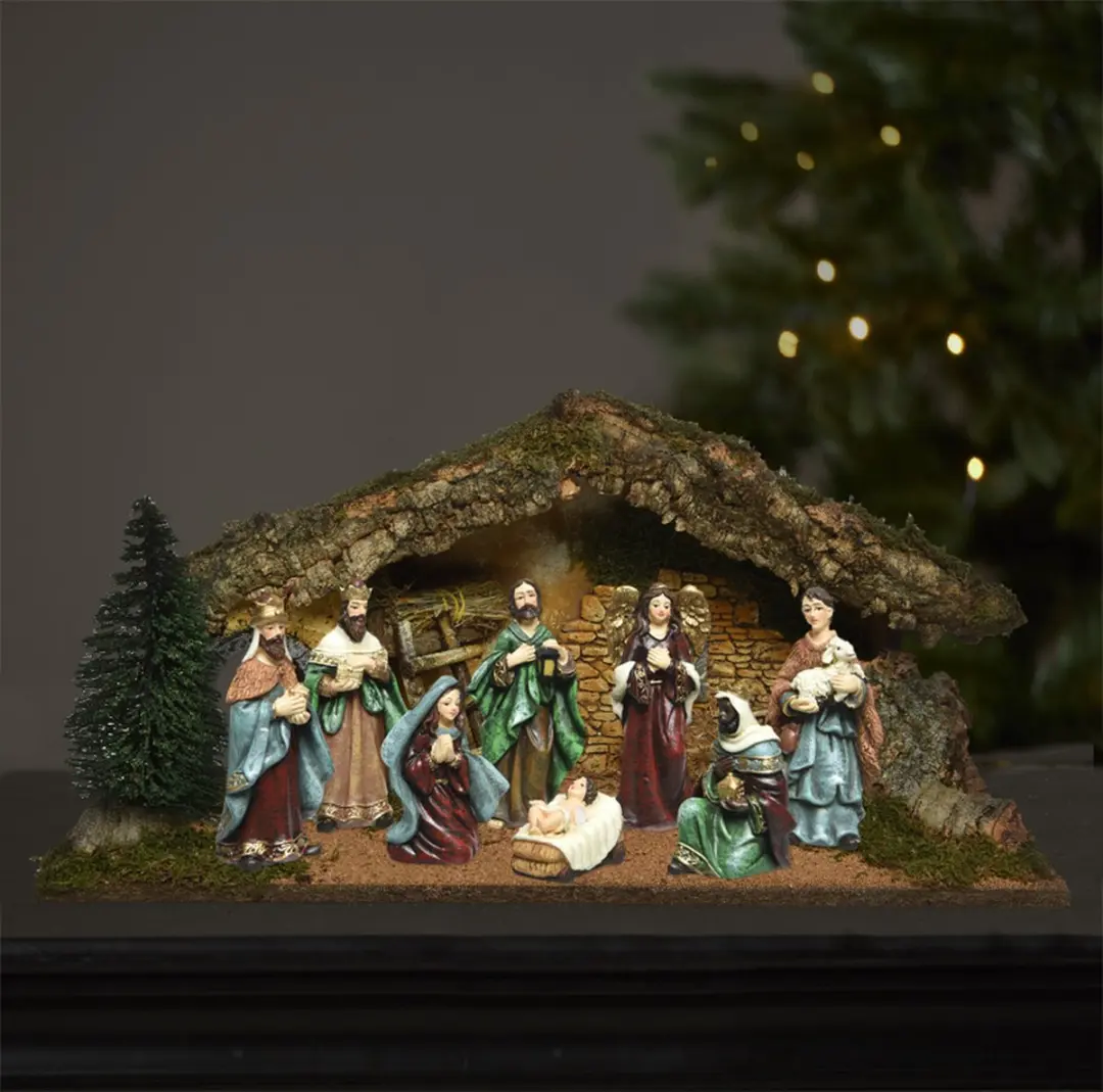 Decoris Kerststal met LED verlichting 25x23x58cm - afbeelding 3 van 4
