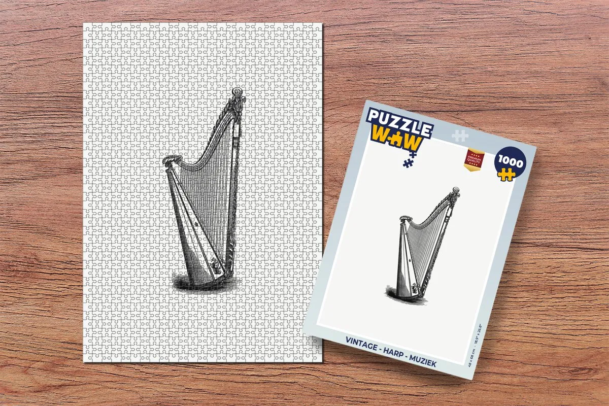 PuzzleWow Vintage Harp Legpuzzel 1000 Stuks - Multicolor