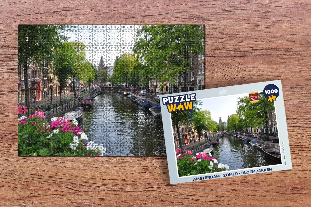 PuzzleWow Amsterdam Zomer Bloembakken Legpuzzel 1000 Stuks - Multicolor