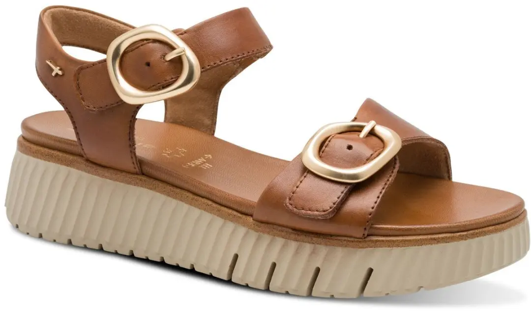 Comfortabele leren sandalen met sleehak