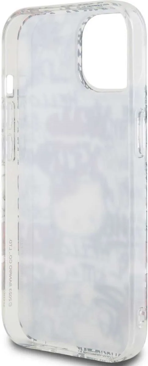 Hello Kitty iPhone 15 TPU Hoesje - Graffiti Tags Wit