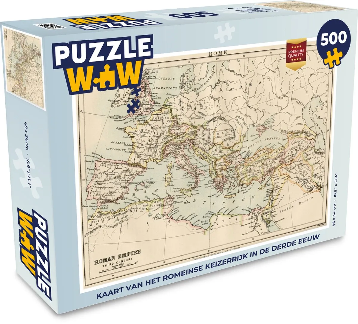 PuzzleWow Rome Landkaart Legpuzzel 500 Stuks - Multicolor